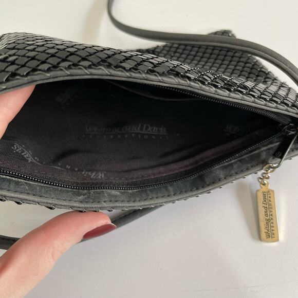Whiting & Davis Vintage Black Mesh Evening Bag Crystal Faceted Chainmail Clutch - Picture 11 of 13